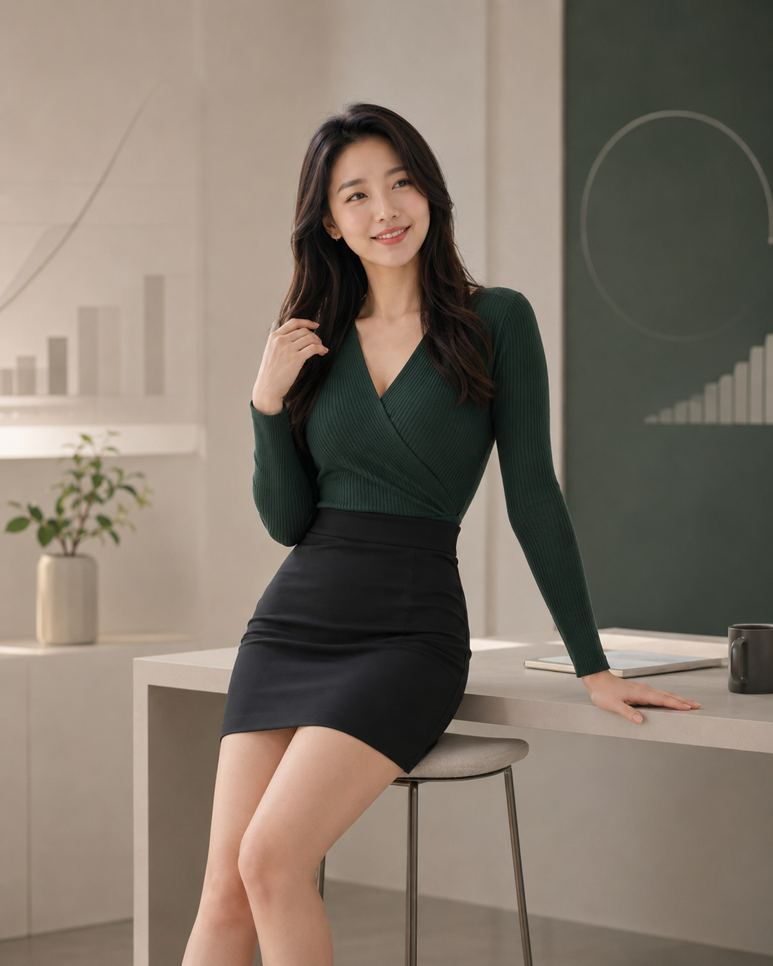 成年女性金融內容編輯在試算結果旁提供解讀引導